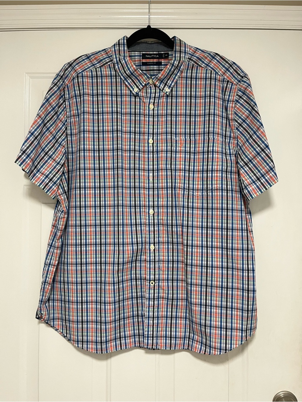Nautica Men's Short-Sleeve Button-Down Plaid Shirt XXL